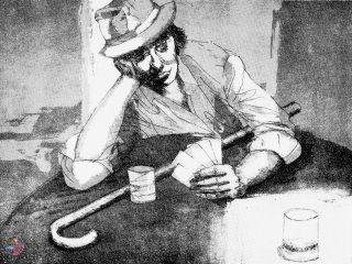 Mano a Tressette  (Hand of Tressette ) - cm. 50x70 - Incisione (Etching)